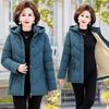 Women's Winter Puffer Cotton Padded Jacket Grandma Hooded Fleece Thick Parkas Warm Loose Retro Embroidery Snow Coat Loose Female