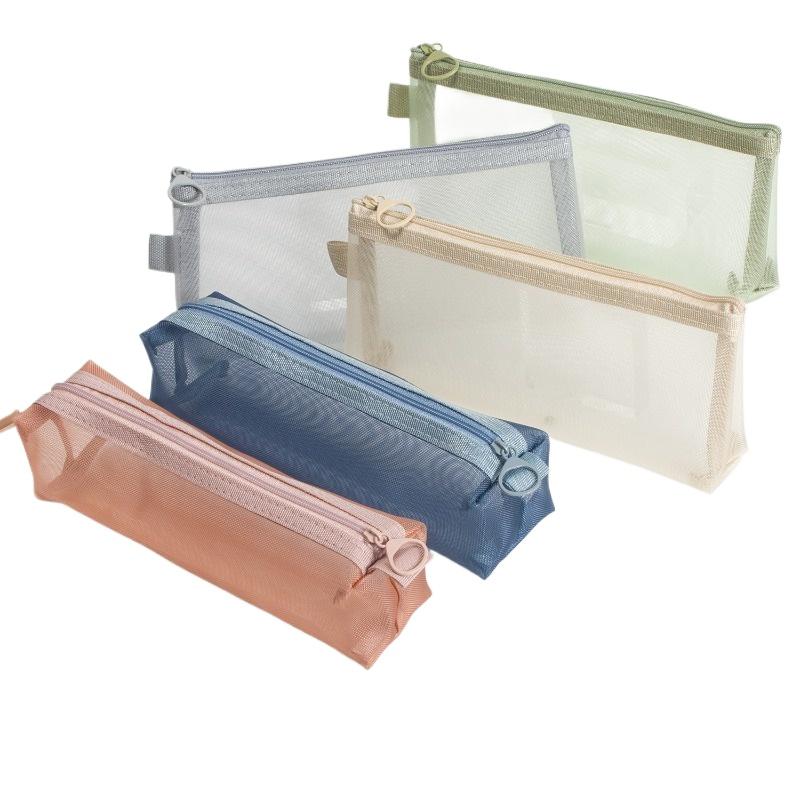 New Large Capacity Mesh Pencil Bag Mesh Transparent Pencil Case Multifunctional Portable Paint Brush Bag School Supplies