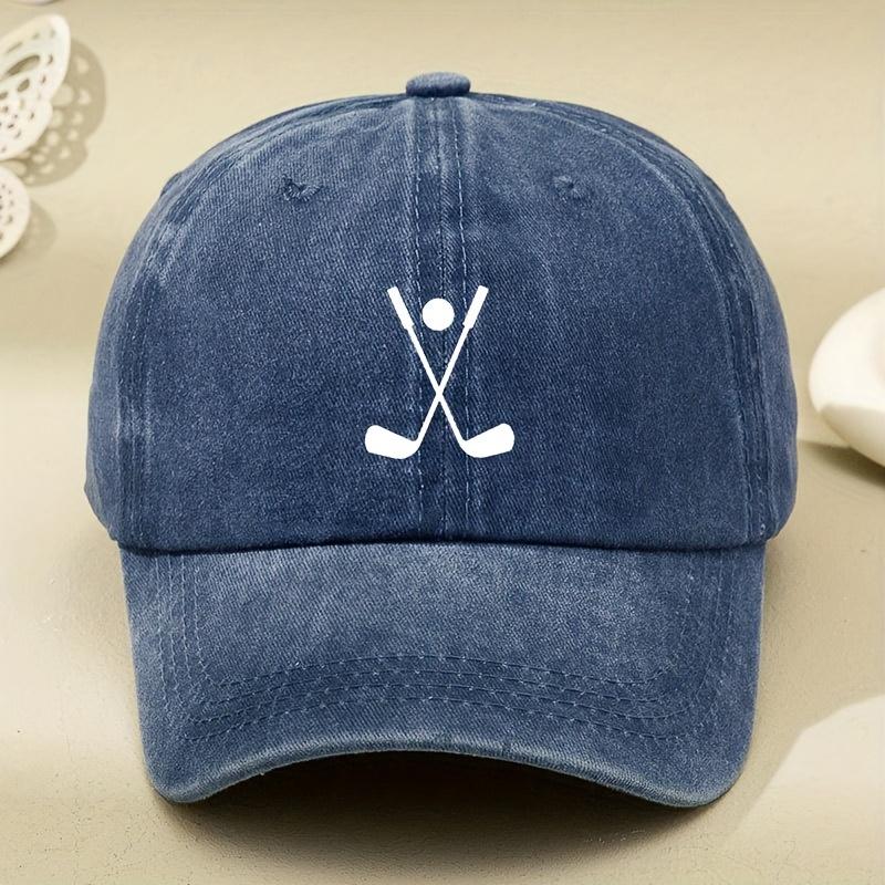 Cross golf club printed washed baseball cap for men and women, retro foreign trade duckbill cap suitable for outdoor sports