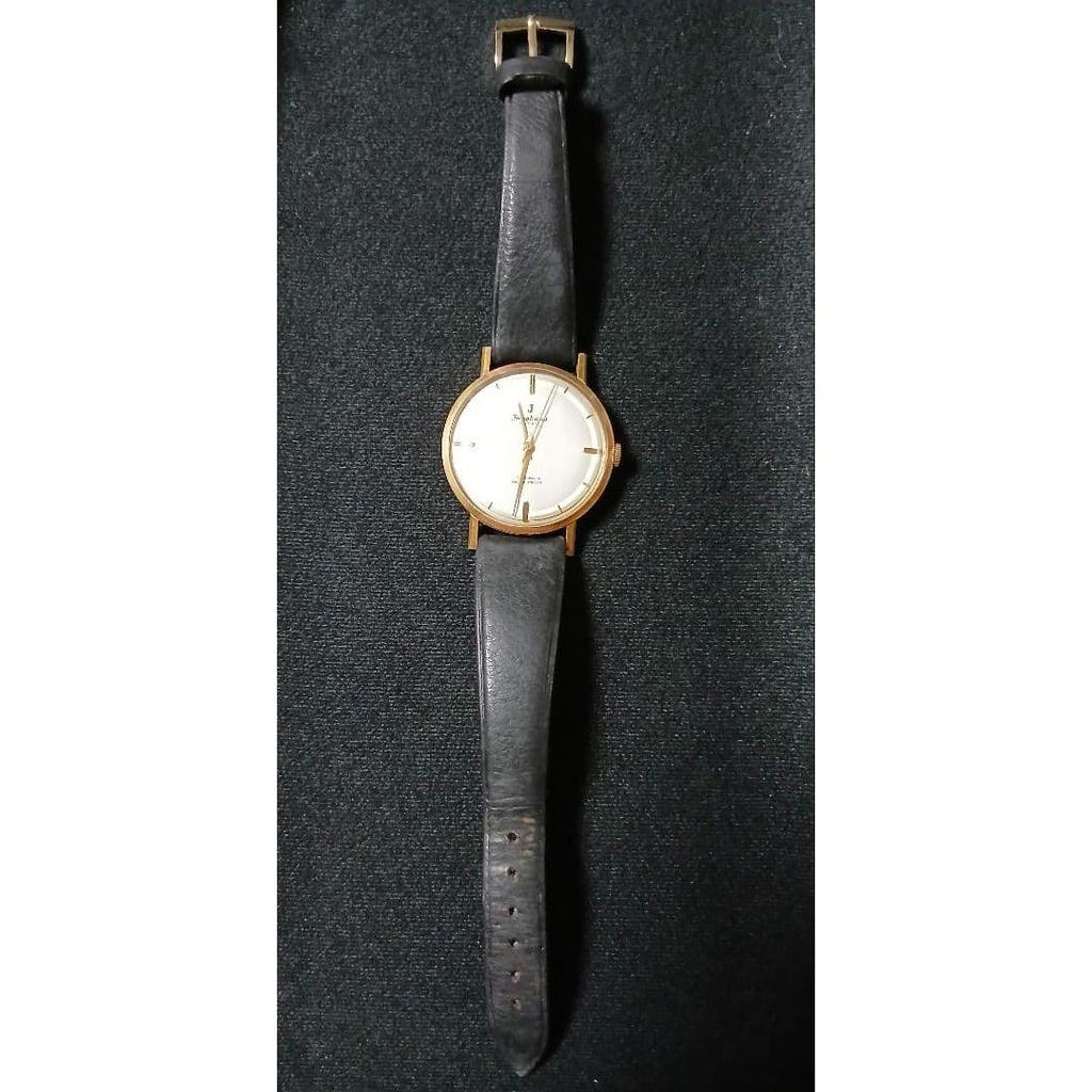 Used Gold plated 60s rare JUNGHANS SUPER Junghans hand-wound 17 jewel wristwatch
