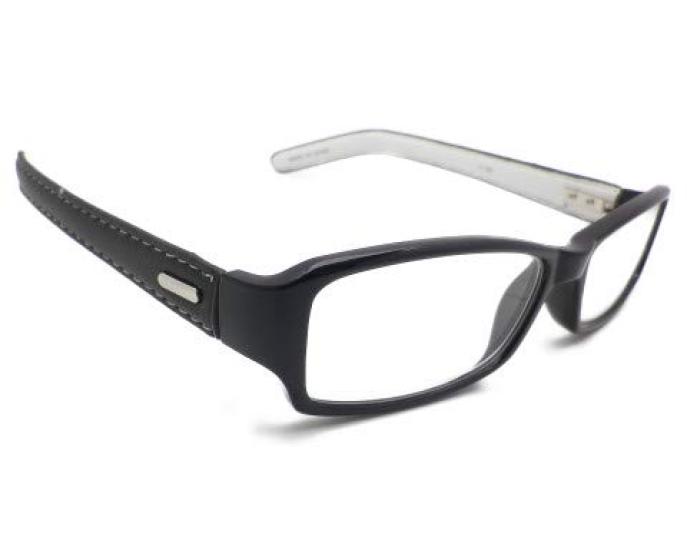 Stylish and Fashionable Reading Glasses with Leather GL01 Men's Glasses/senior Temples, Black, 2.50
