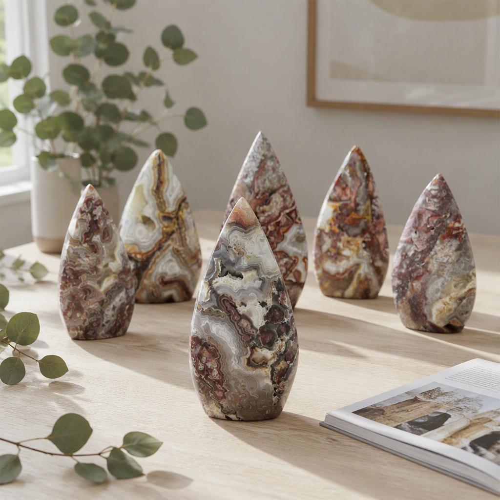 High Quality Natural Crystal Drop Crafts Gemstone Polished Stone Love Theme DIY Striped Pattern Jiangsu Crystal Decorations