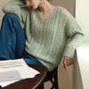 Damen Strickwaren mit V-Ausschnitt, einfarbig