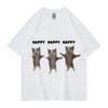 Funny Cute Cat Meme Graphic TShirt Happy Dance Cat Print Short Sleeve T-shirt Men Women Casual Fashion Cotton T Shitrs 50747