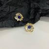 Retro Kolczyki Kwiaty z Lapis Lazuli dla Kobiet Ciężka Industria Moda Przystojne Nowe Kolczyki