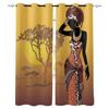 2 Pieces Ancient Ethnic African Woman Window Curtains Living Room Bedroom Kitchen Curtain Drapes Abstract Art Window Treatment