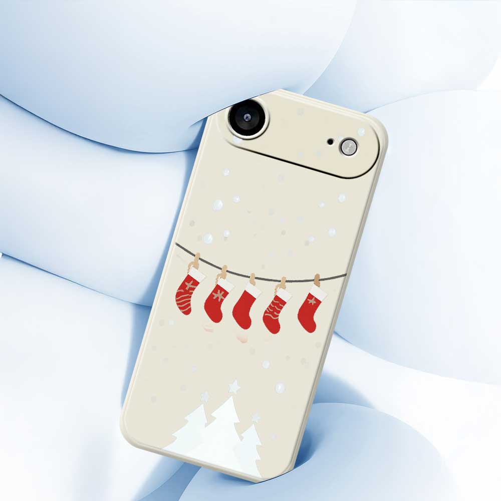 Für iPhone 17 Air Hülle Weihnachtssocken Musterdruck Gerade Kante TPU Handy Rückseite