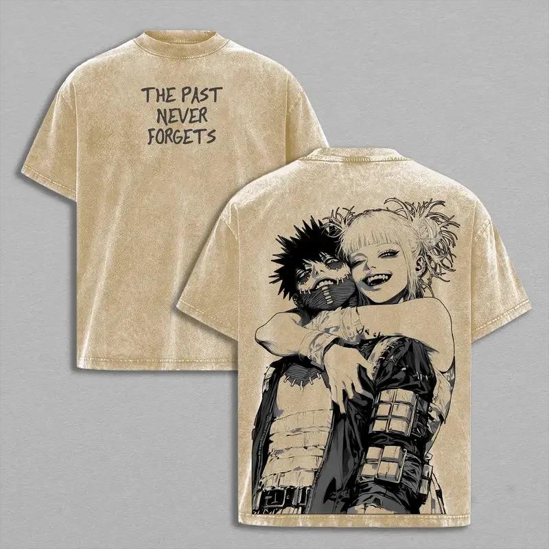 

Toga Himiko Dabi Print T-shirt Anime My Hero Academia Clothing Men Women Tshirts Retro Washed T Shirt Harajuku Male Cotton Tops S
