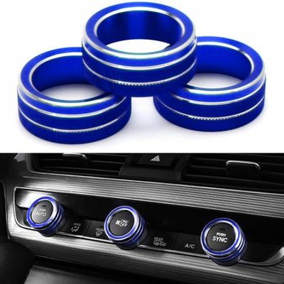 3pcs Blue AC Climate Control Switch Knob Ring Covers For 2018- Honda Accord
