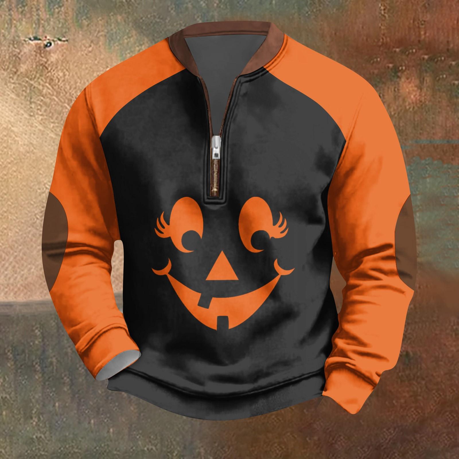 

Хэллоуин Принт - Мужская Свободная, Повседневная, Универсальная Толстовка-пуловер с круглым вырезом, многоцветная XXXL красный