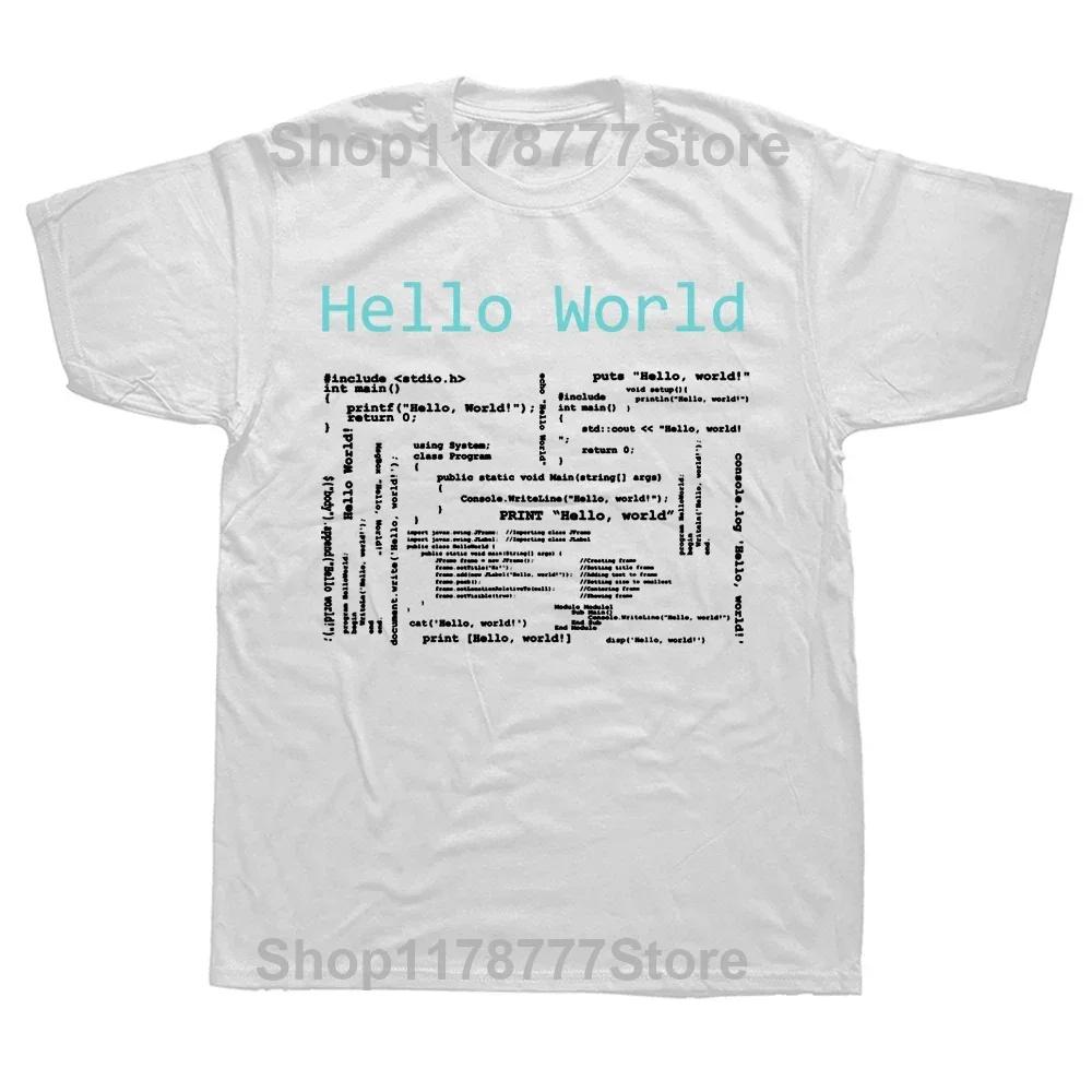 Funny Hello World T Shirts Graphic Cotton Streetwear Short Sleeve Birthday Gifts Computer Programming Languages Tshirt Men