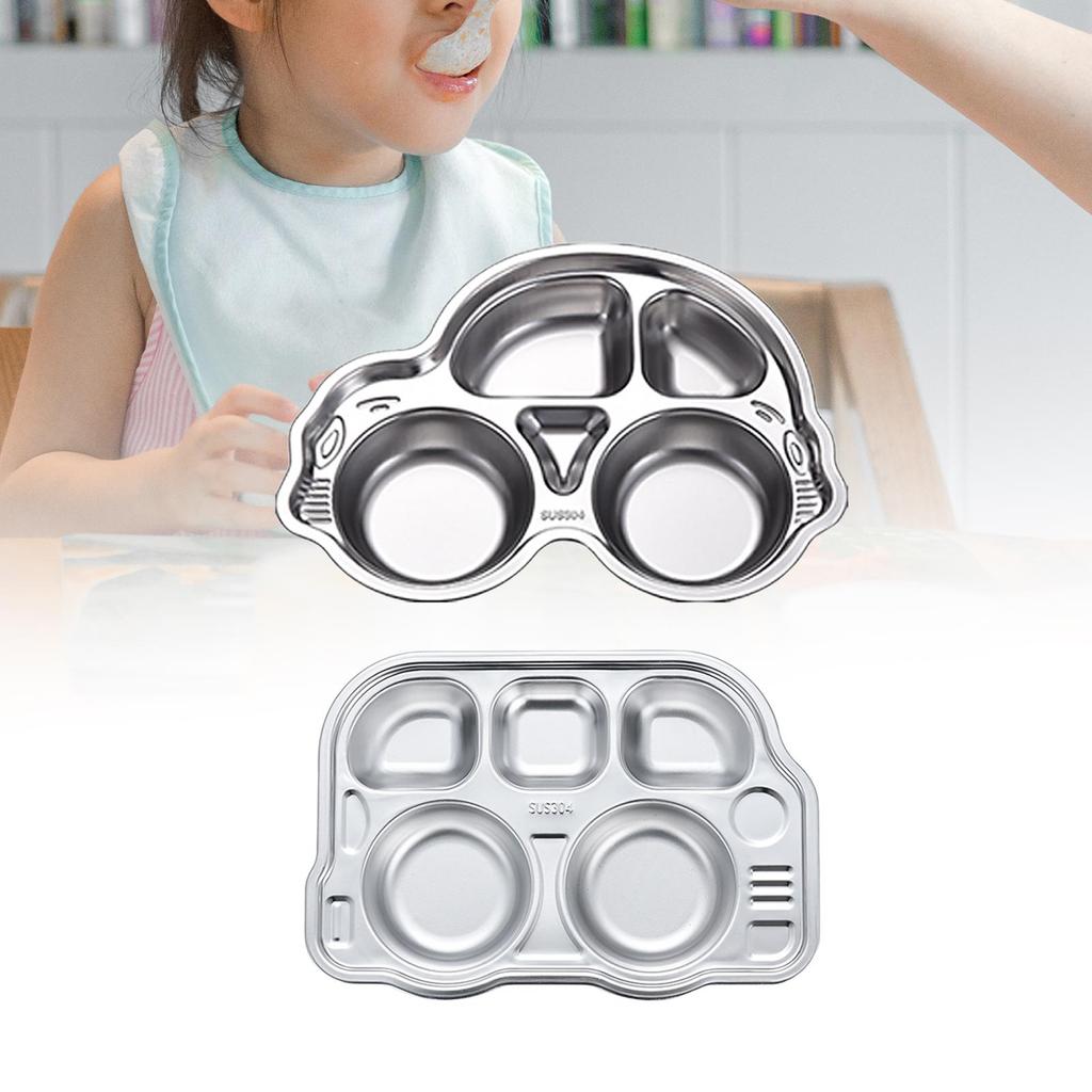 Divided Meal Tray Unbreakable Compartment Dinner Plate Compact Serving Platter for Boy Girls Outdoor Babies Camping Kids