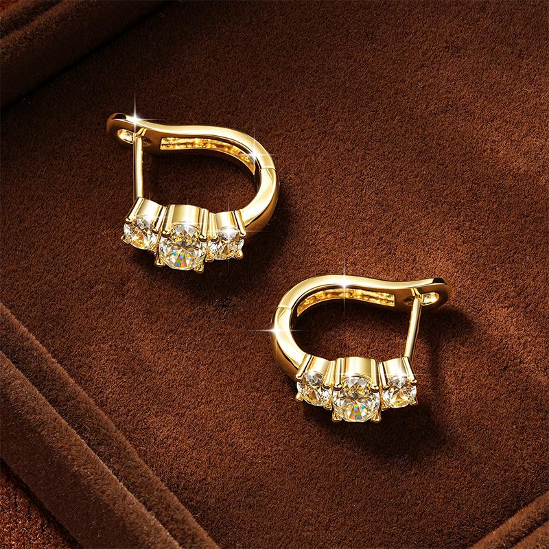 New Luxury Earrings 14K Gold Filled 0.5ct Oval Moissanite Clip-On Earrings Trendy Party Engagement Mother's Day Gift