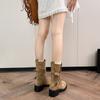 Vintage Maillard Martin Boots Women's Autumn But Knee Two Wear Fold Western Cowboy Boots Thick Heel Thick Sole Medium Boots