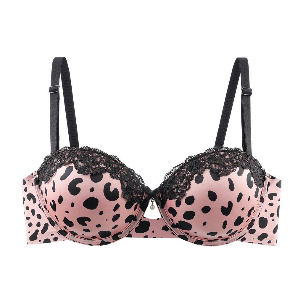 Ladies Spring and Summer Sexy Lace Leopard Print Small Chest Gathered To Show A Big Pull Up Collection Pair of Milk Underwear