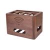 Solid Wood Router and Cable Organizer Box Tabletop Walnut Finish with Slatted Top Sturdy