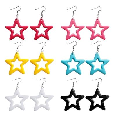 Minimalist Pendant Earring Sweet Cool Hollow Acrylic Star Charm Earrings Y2K Style Small Hoop Earrings Fashion Jewelry