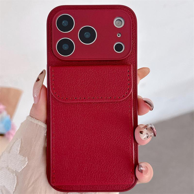 iPhone 17 Pro Max Lychee Pattern Card Holder Case, Fits Apple 11/12/13/14/15/16