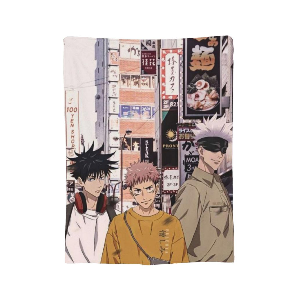 Team Jujutsu Kaisen Flannel Blankets Anime Japan Manga Gojo Megumi Yuuji Novelty Throw Blanket for Home 200x150cm Rug Piece,