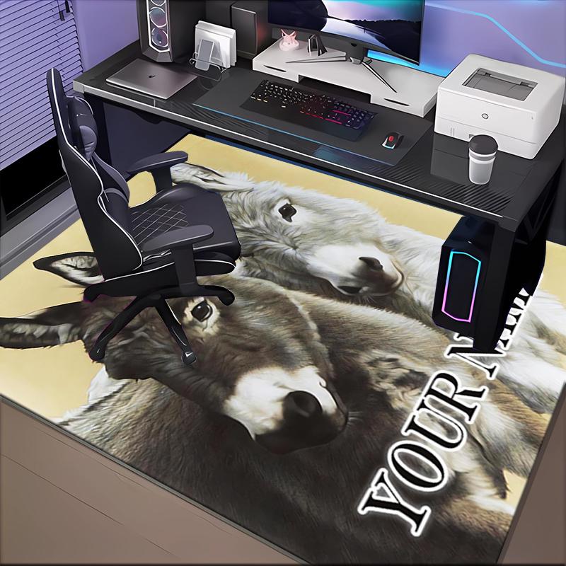 1PC Custom Name Donkey duo portrait Theme Floor Mat Ideal for Living Room, Game Rooms, Office, Bedroom,Floor Mat Playful Design