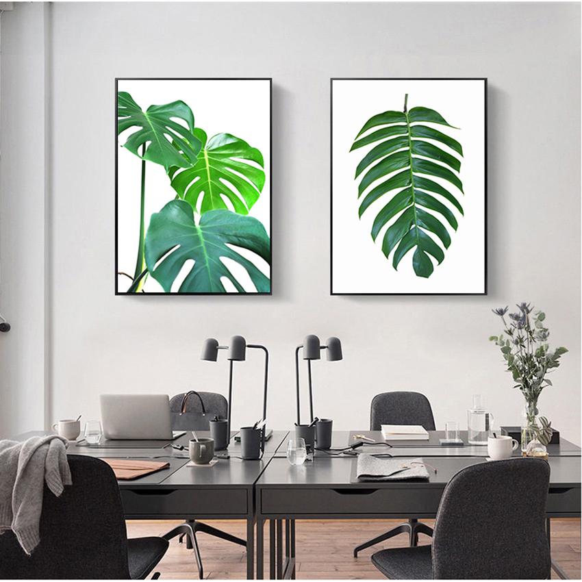 Nordic Posters And Prints Wall Art Picture Home Decoration Fresh Green Cactus Big Tropical Leaves Canvas Painting Plants