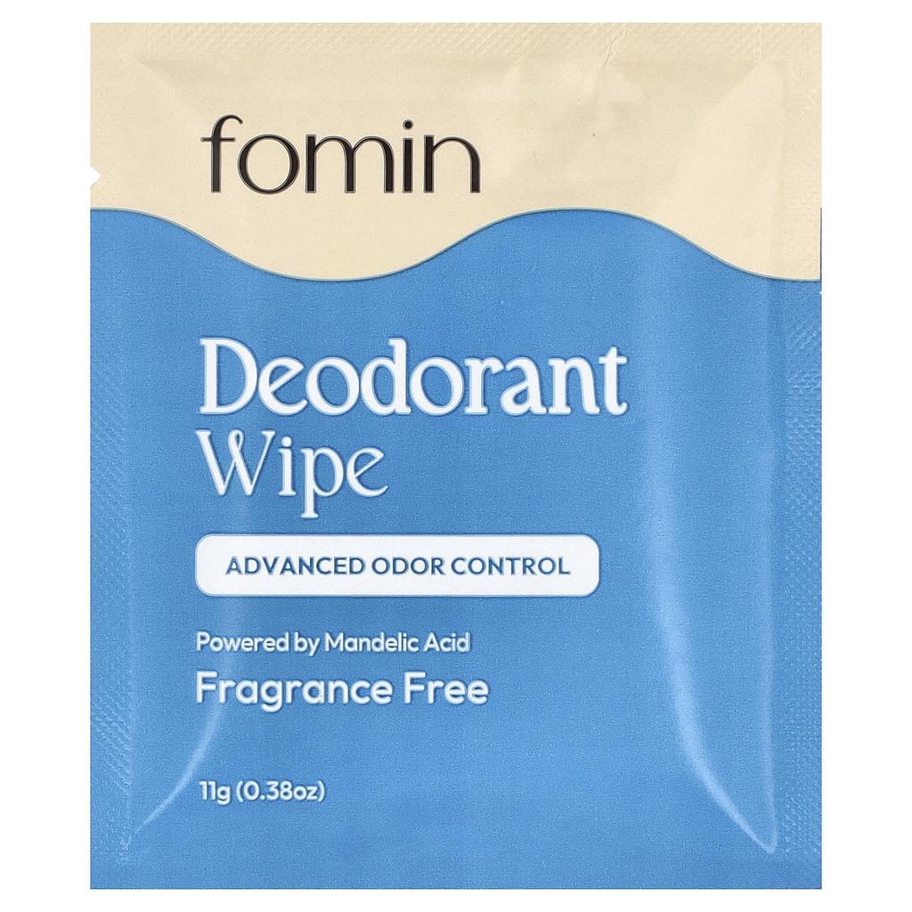 Fomin, Deodorant Wipes, Fragrance Free, 15 Individually Wrapped Wipes