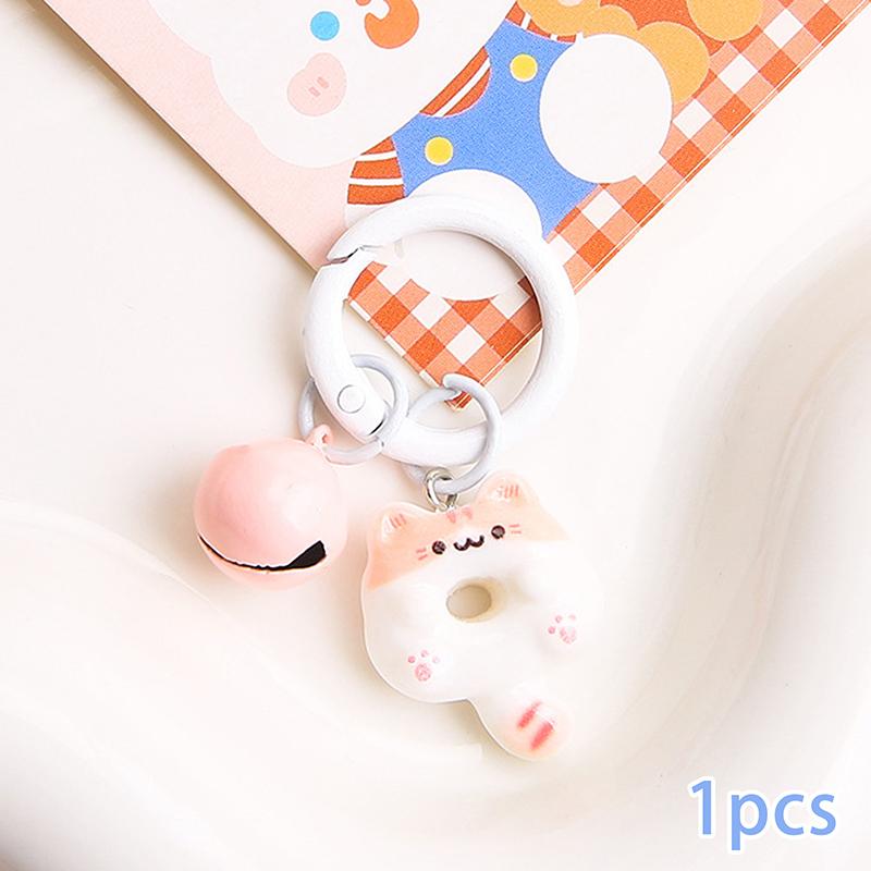 Pingente de Celular Gato Biscoito Alça Macio Kawaii Casal Chaveiro Pingente de Contas Coloridas Cordão Bonito