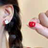 Apple Ping An An! Cute red apple stud earrings for women's niche high-end earrings, sweet wind temperament 2025 earrings.