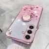 KADEM For Samsung Galaxy M52 5G Flower Pattern Back Cover Ring Kickstand Glitter Gradient TPU Phone Case