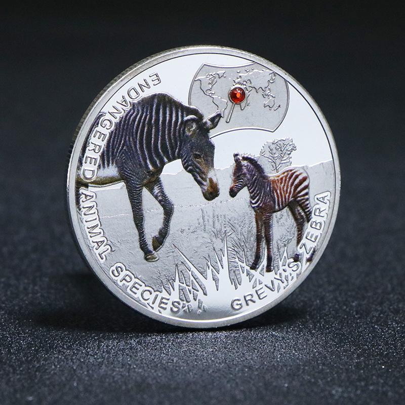Zambia Wildlife Diamond-Studded Medal: Gorilla, Tiger, Blue Whale, Panda Souvenir Collection