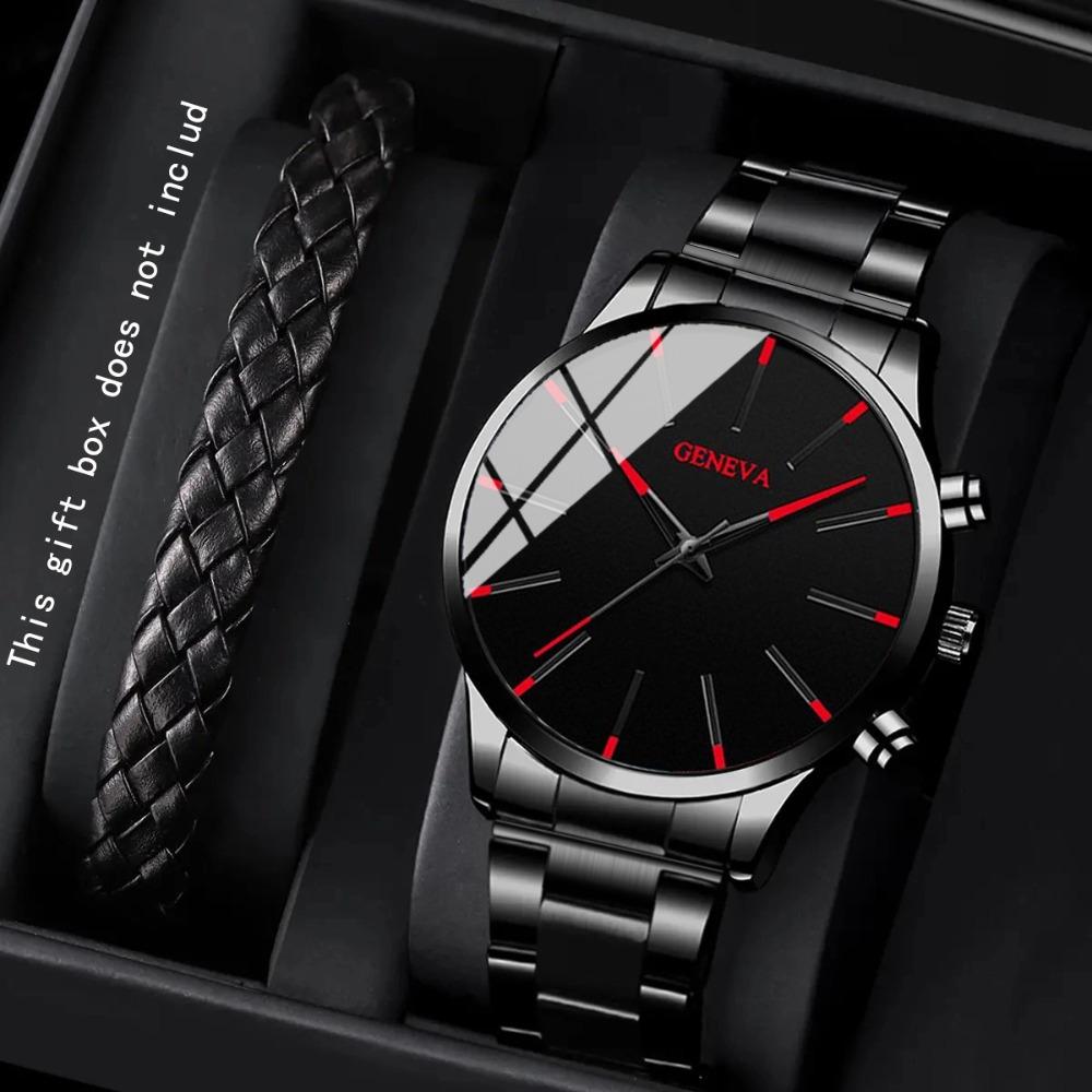 2-Piece Watch Men S Watch Steel Strap Watch Quartz Watch Business Sports Men S Watch