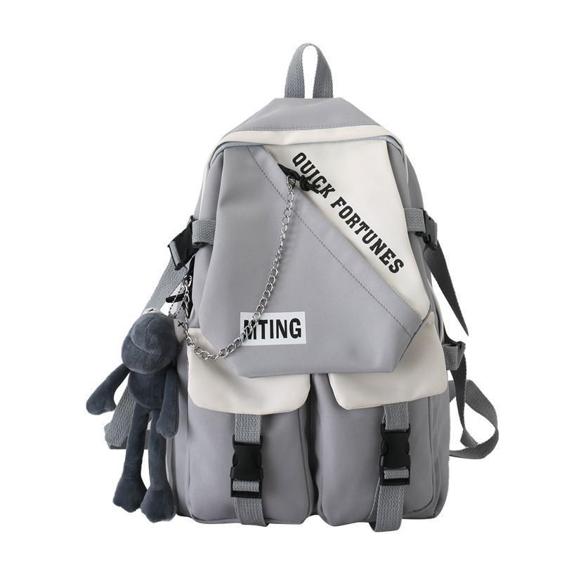 Schoolbag backpack female college student Japanese simple backpack contrasting colors trendy brand niche middle school student high school bag couple