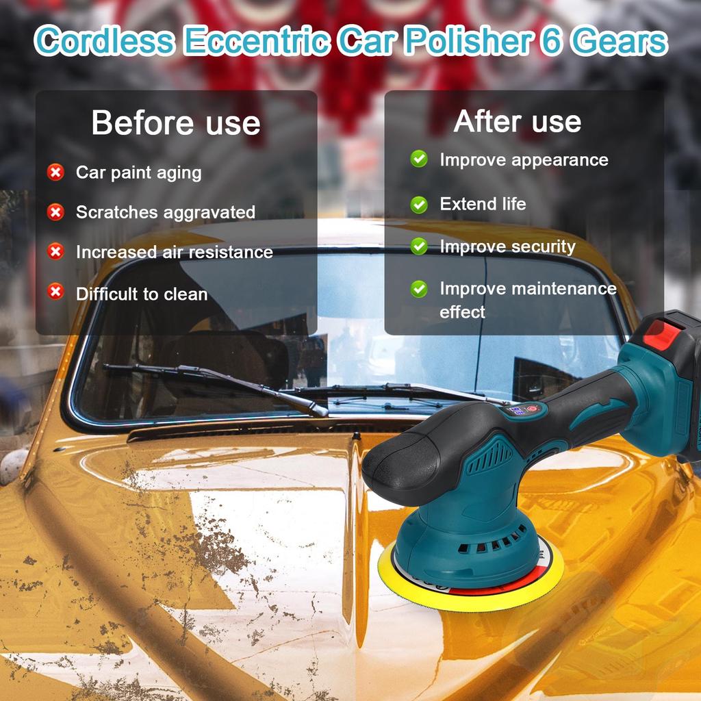 21V Cordless Car Polisher 8 Gears of Speeds Adjustable Electric Auto Polishing Machine Multifunction Home Cleaning