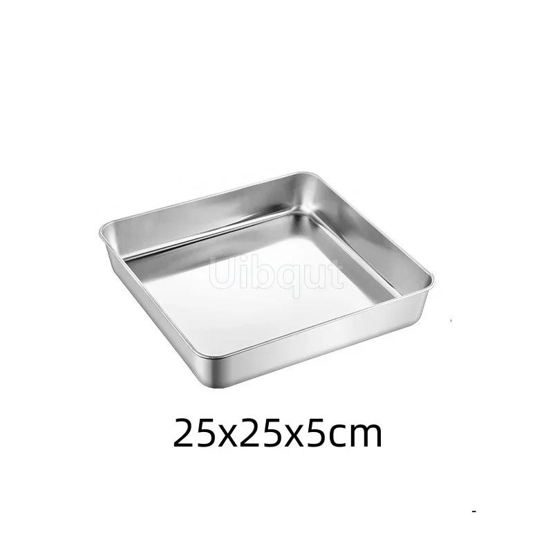 Golden Square Stainless Steel Food Service Tray plate set Nonstick Bakeware Fruit Cookie Bread Plate Kitchen Storage Container