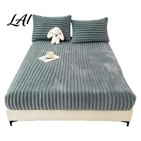 Plush Mattress Protector Velvet Fitted Sheet for Winter Warm Bottom Bed Deep Pocket with Pocket All-Around Elastic Fluffy Cover