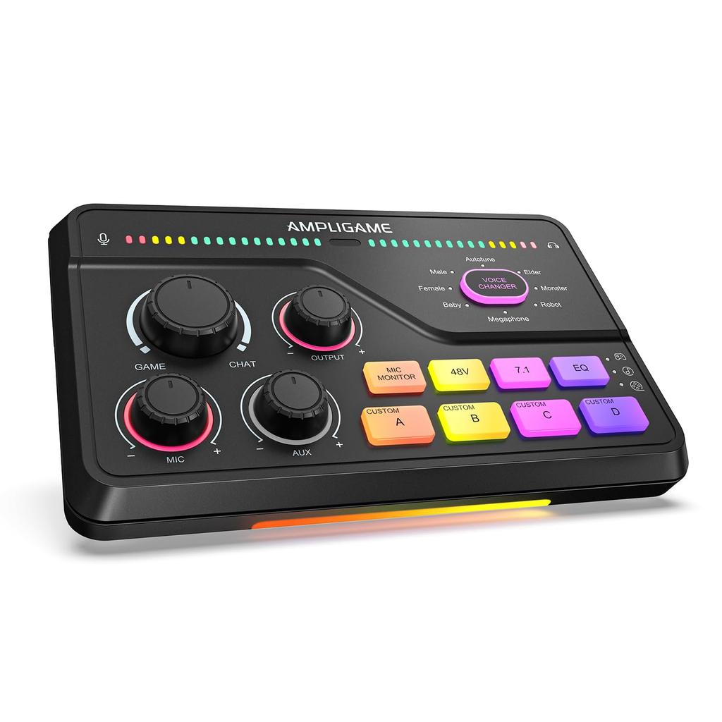 FIFINE AmpliGame SC8 Streaming Audio Audio Interface with Audio Balance Compatible with Gaming Mixer for Game Live and Music Voice 48V Phantom Custom