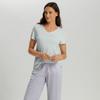 Hanro V Neck ShorT sleeVe T shirT 74842 Vapor whiTe 