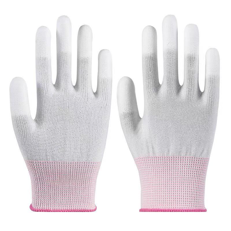 Breathable Anti-static PU Coated Nylon Gloves - Non-slip, Wear-resistant Labor Protection