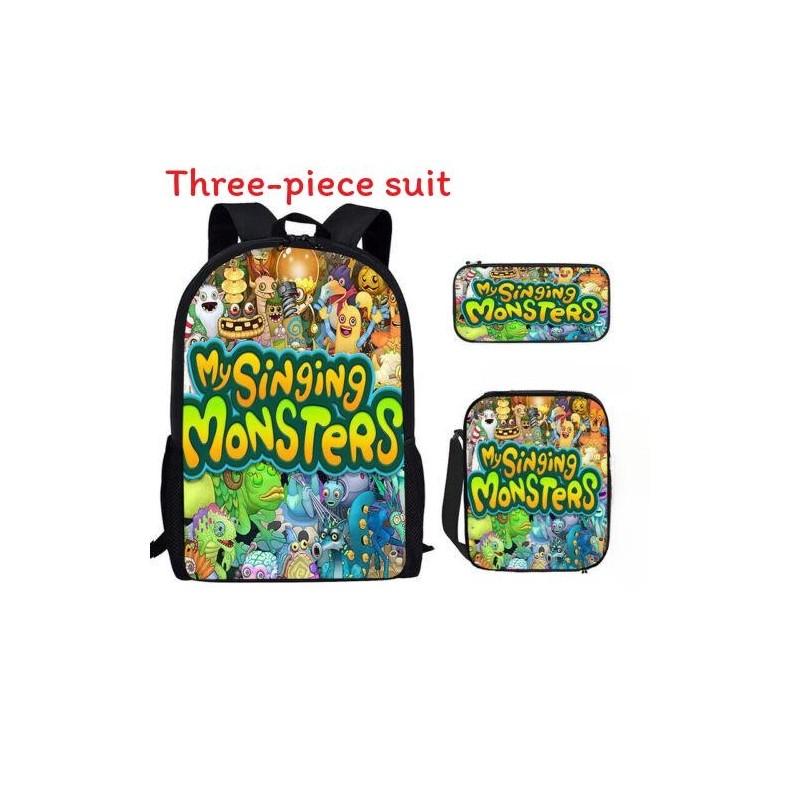 My Singing Monsters Cartoon Backpack Set With Breathable Oxford Fabric For School Kids