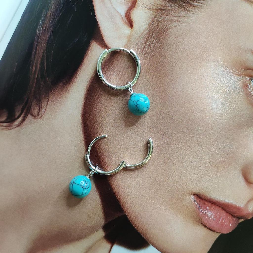 Silver Earrings with Turquoise (2146810)