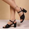 2026 Plus Size Sandals Women's New Round Toe Platform Casual Breathable Suede Non-Slip Heels