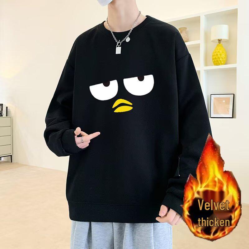 

Men s Fleece-Lined Round Neck Sweatshirt, Autumn/Winter 2025, Casual Loose Fit, Versatile Base Layer, Trendy American Style M