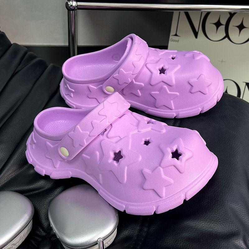 Fashion Women Fashion Clogs Summer Platform Slippers Cute Star Style Home Garden Shoes Thick Sole Girls Home Beach Slides Street Sandals