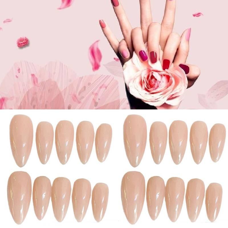 Chinese National Brand Almond-shaped Nail Stickers Pure Color Ice Transparent Design