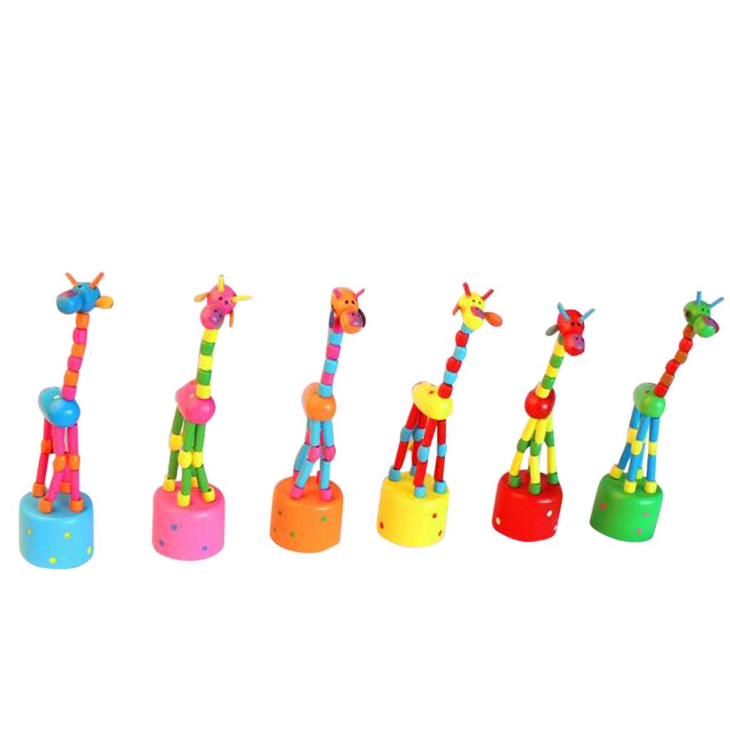 Wooden Spring Rocking Giraffe Toy Cute Funny Animal Toy Children Educational Toy Children Birthday Gift Random Colors