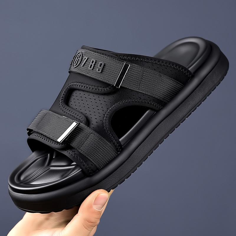 Fashion Comfortable Slip on Mens Half Drag Beach Cool Slippers Men's Office Dress Mesh Cloth Walking Shoes Non-Slip Casual Man Loafers