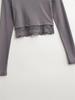 Retro Lace Hem Long Sleeve Spicy Girl Fitted Top