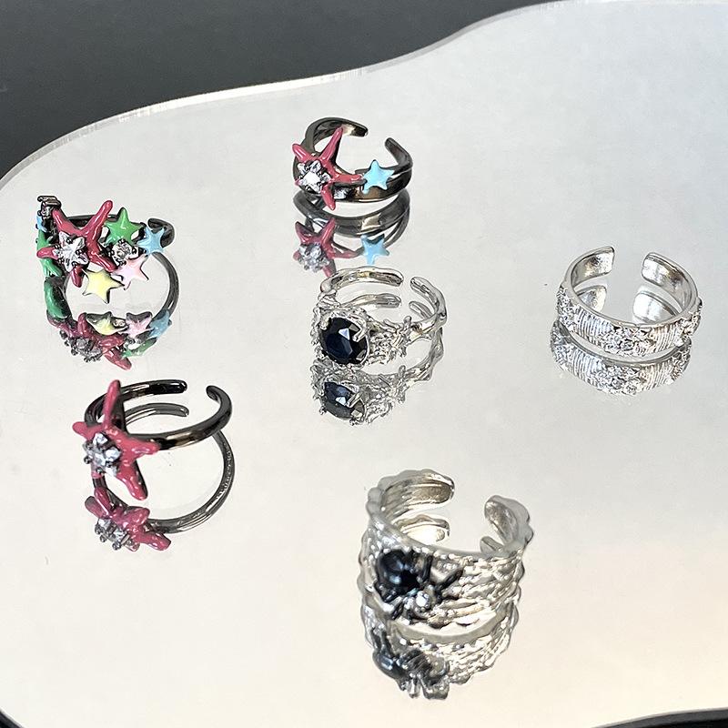 Dark Spider Dopamine Star Open Ring Cold Wind Personality Advanced Sense Index Finger Ring