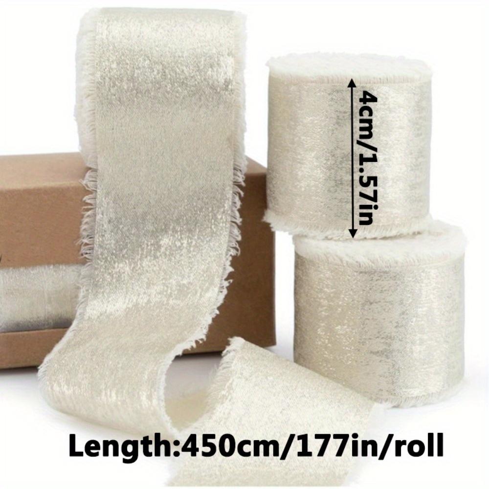 2 Rollen Handreißbares Rohkantenband Brillantes Band Drei Rollen Glänzendes Goldenes Seidenband Braut-Blumenstrauß Geschenkverpackung Hochzeitsdekoration DIY-Basteln