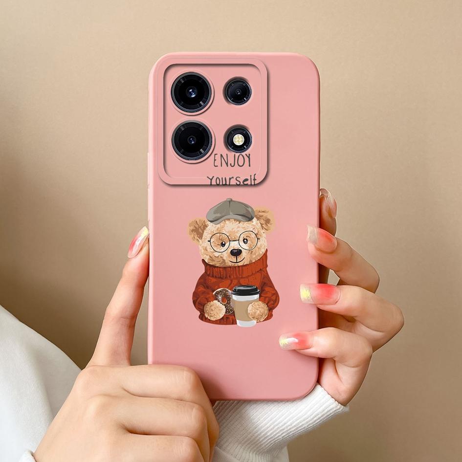 For Infinix Note 30 Smart 7 Plus Hot 30 Itel A60s S23+ P40+ Tecno Spark 10 Telefonveske deksel Cute Bear Matte Myk Silikon Støtsikre skallstøtfangere